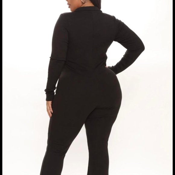 Fshion Nova Black Ashley ribbed jumpsuit size 1X 14/16 NEW with tags!! - Picture 4 of 5